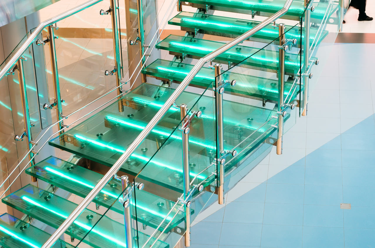 Glass staircase. An idea for an elegant interior design
