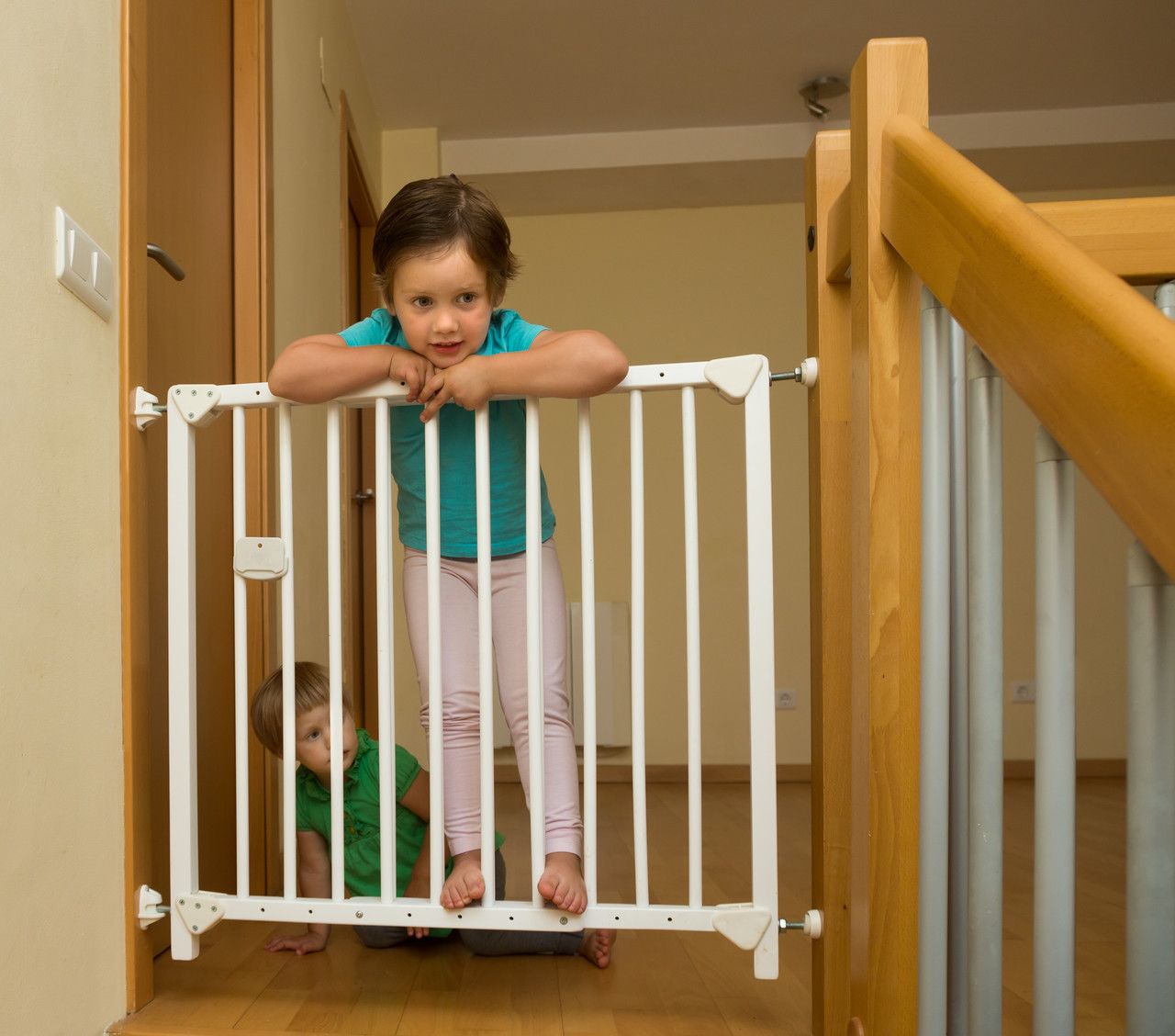Stair railing. For the safety of children